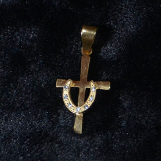 Dije Cruz de acero dorado