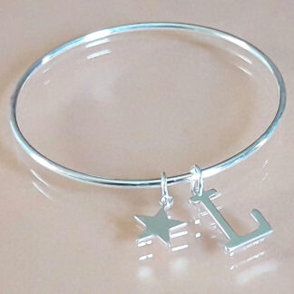 Pulsera  esclava acero blanco c/inicial