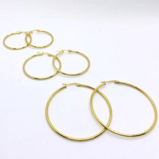 Aros argolla acero dorado 5 cms ø