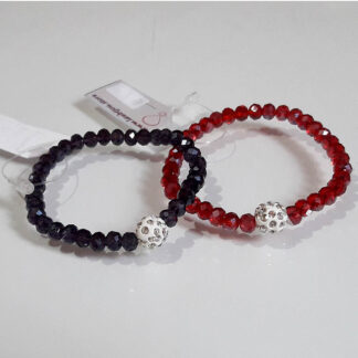 Pulsera cristal rojo/negro facetado elastizada