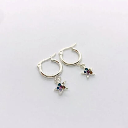 Aros acero blanco "Estrella con strass"