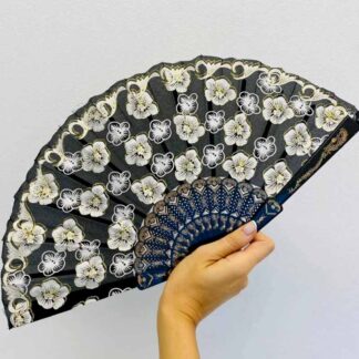 Abanico de tela con brillo